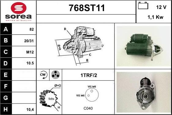 STARTCAR 768ST11 - Стартер autospares.lv