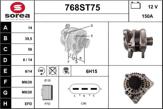 STARTCAR 768ST75 - Генератор autospares.lv