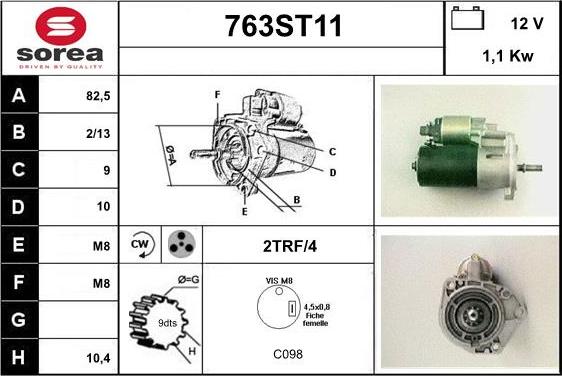 STARTCAR 763ST11 - Стартер autospares.lv