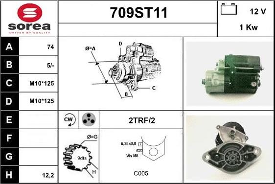 STARTCAR 709ST11 - Стартер autospares.lv