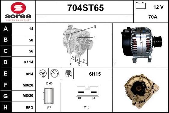 STARTCAR 704ST65 - Генератор autospares.lv