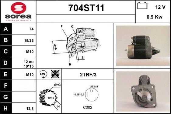 STARTCAR 704ST11 - Стартер autospares.lv