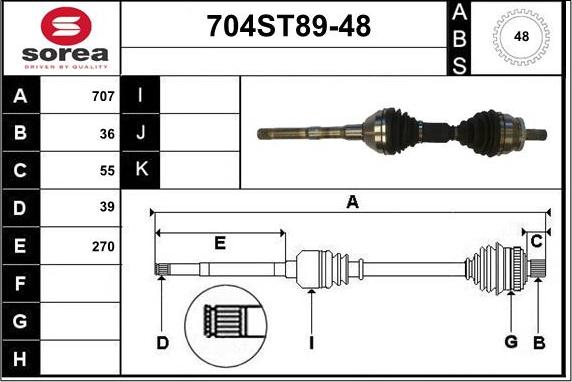 STARTCAR 704ST89-48 - Приводной вал autospares.lv