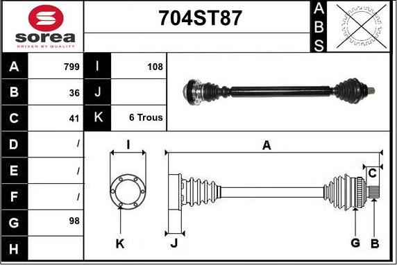 STARTCAR 704ST87 - Приводной вал autospares.lv