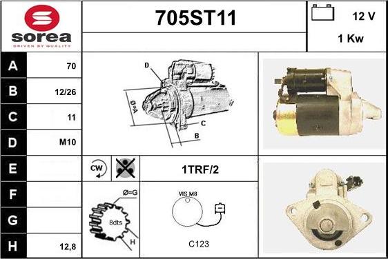 STARTCAR 705ST11 - Стартер autospares.lv