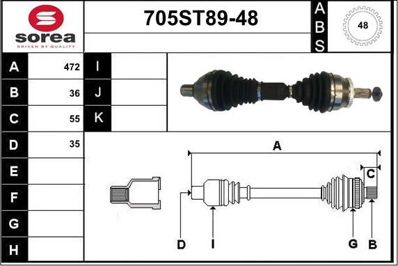 STARTCAR 705ST89-48 - Приводной вал autospares.lv