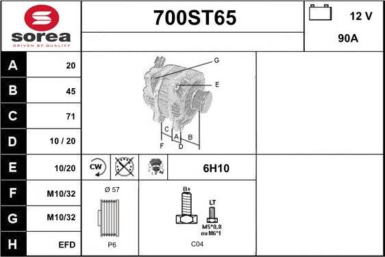 STARTCAR 700ST65 - Генератор autospares.lv