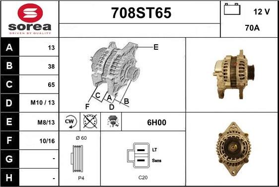 STARTCAR 708ST65 - Генератор autospares.lv