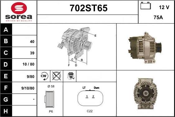 STARTCAR 702ST65 - Генератор autospares.lv