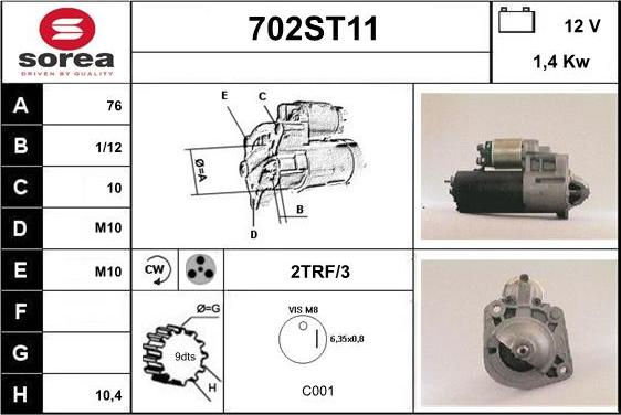 STARTCAR 702ST11 - Стартер autospares.lv