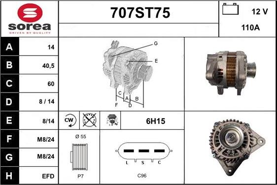 STARTCAR 707ST75 - Генератор autospares.lv