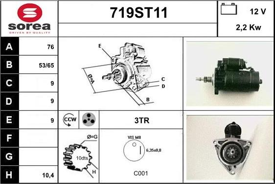 STARTCAR 719ST11 - Стартер autospares.lv