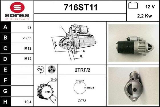 STARTCAR 716ST11 - Стартер autospares.lv