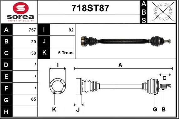 STARTCAR 718ST87 - Приводной вал autospares.lv