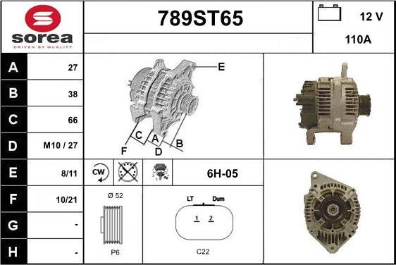 STARTCAR 789ST65 - Генератор autospares.lv