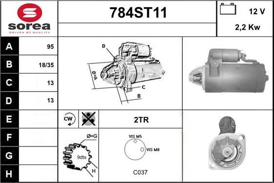 STARTCAR 784ST11 - Стартер autospares.lv