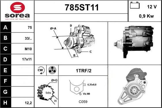 STARTCAR 785ST11 - Стартер autospares.lv