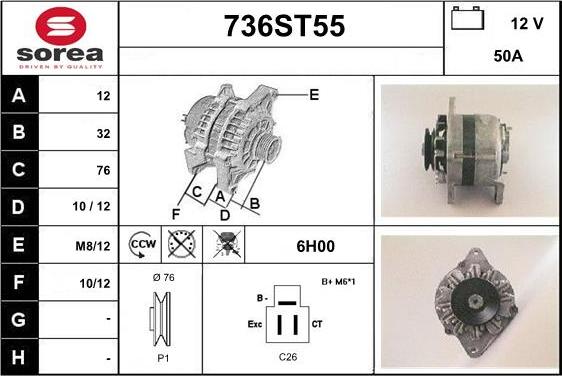 STARTCAR 736ST55 - Генератор autospares.lv