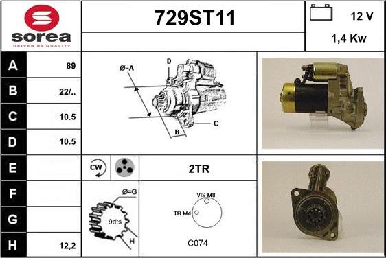 STARTCAR 729ST11 - Стартер autospares.lv