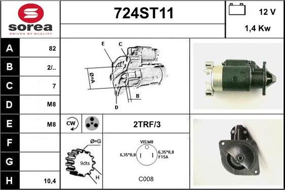 STARTCAR 724ST11 - Стартер autospares.lv