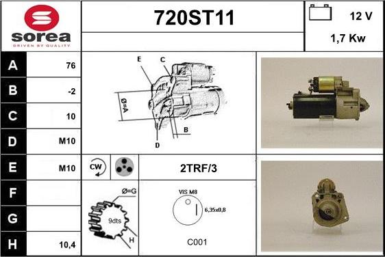 STARTCAR 720ST11 - Стартер autospares.lv