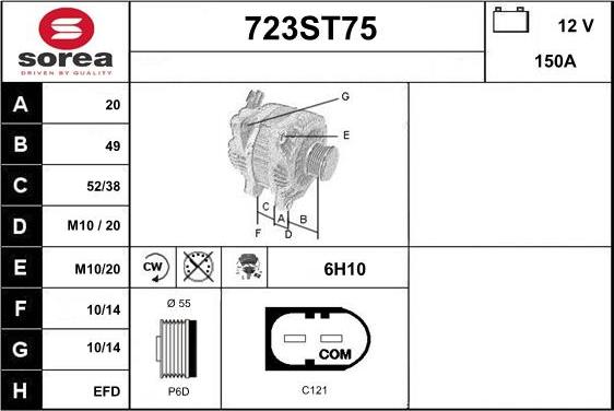 STARTCAR 723ST75 - Генератор autospares.lv