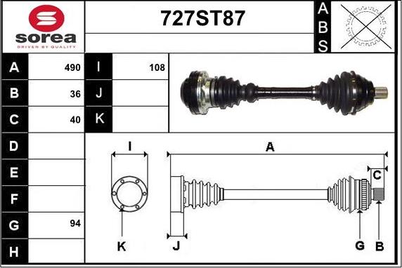 STARTCAR 727ST87 - Приводной вал autospares.lv