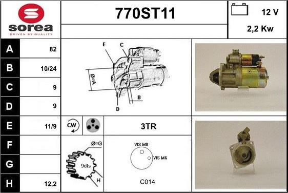 STARTCAR 770ST11 - Стартер autospares.lv