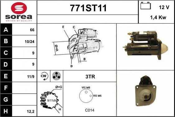 STARTCAR 771ST11 - Стартер autospares.lv