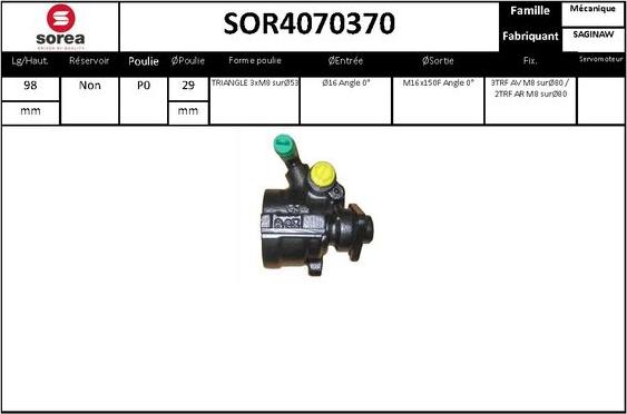 STARTCAR SOR4070370 - Гидравлический насос, рулевое управление, ГУР autospares.lv