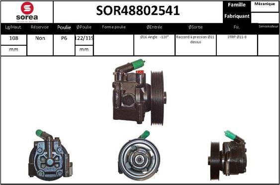 STARTCAR SOR48802541 - Гидравлический насос, рулевое управление, ГУР autospares.lv