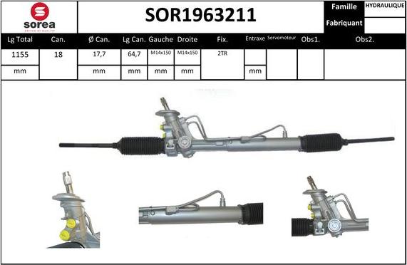 STARTCAR SOR1963211 - Рулевой механизм, рейка autospares.lv