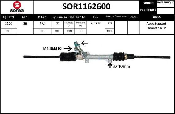 STARTCAR SOR1162600 - Рулевой механизм, рейка autospares.lv