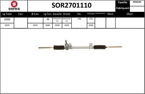 STARTCAR SOR2701110 - Рулевой механизм, рейка autospares.lv