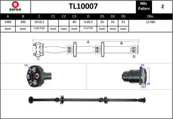 STARTCAR TL10007 - Карданный вал, главная передача autospares.lv