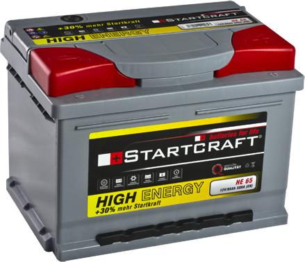 STARTCRAFT HE 65 - Стартерная аккумуляторная батарея, АКБ autospares.lv
