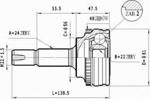 Statim C.564 - Шарнирный комплект, ШРУС, приводной вал autospares.lv