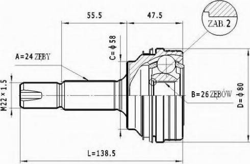 Statim C.562 - Шарнирный комплект, ШРУС, приводной вал autospares.lv