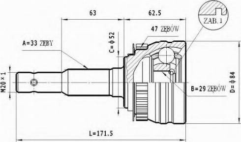 Statim C.144 - Шарнирный комплект, ШРУС, приводной вал autospares.lv