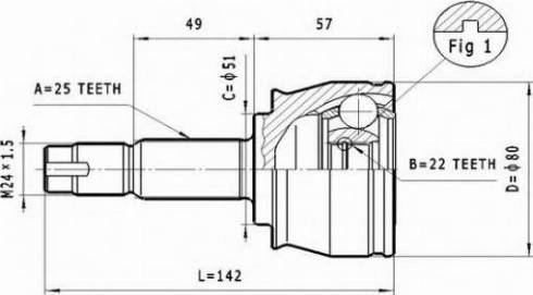 Statim C.155 - Шарнирный комплект, ШРУС, приводной вал autospares.lv