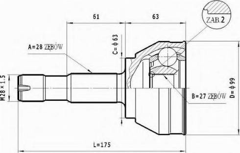 Statim C.163 - Шарнирный комплект, ШРУС, приводной вал autospares.lv