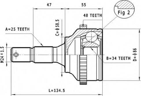 Statim C.104 - Шарнирный комплект, ШРУС, приводной вал autospares.lv