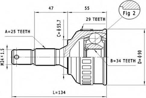 Statim C.115 - Шарнирный комплект, ШРУС, приводной вал autospares.lv