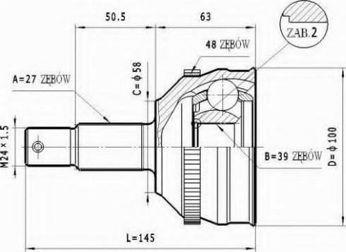 Statim C.121 - Шарнирный комплект, ШРУС, приводной вал autospares.lv