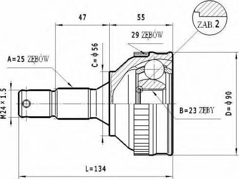 Statim C.264 - Шарнирный комплект, ШРУС, приводной вал autospares.lv