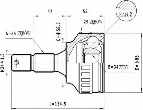 Statim C.266 - Шарнирный комплект, ШРУС, приводной вал autospares.lv