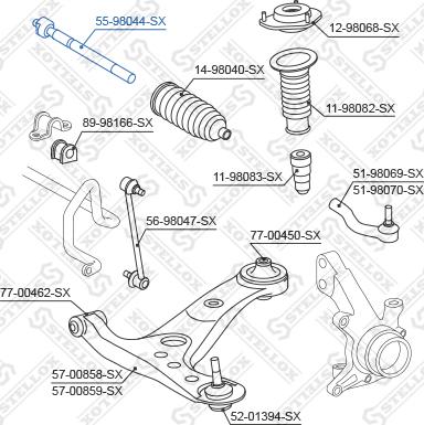 Stellox 55-98044-SX - Осевой шарнир, рулевая тяга autospares.lv