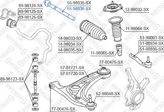 Stellox 55-98036-SX - Осевой шарнир, рулевая тяга autospares.lv