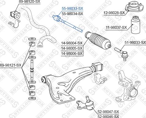 Stellox 55-98033-SX - Осевой шарнир, рулевая тяга autospares.lv