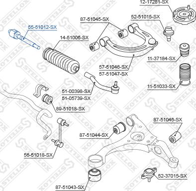 Stellox 55-51012-SX - Осевой шарнир, рулевая тяга autospares.lv